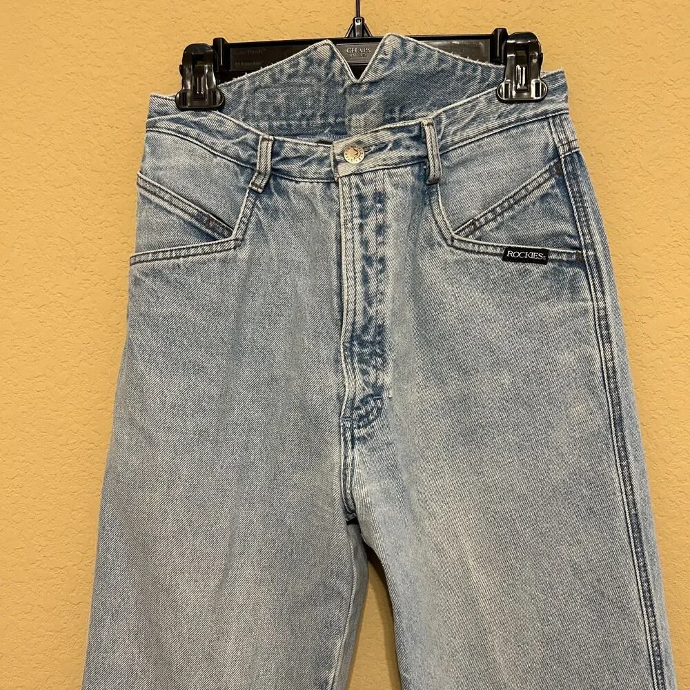 VTG Rocky Mountain High Waisted Western Bareback Blue Jeans Womens Size 29/9